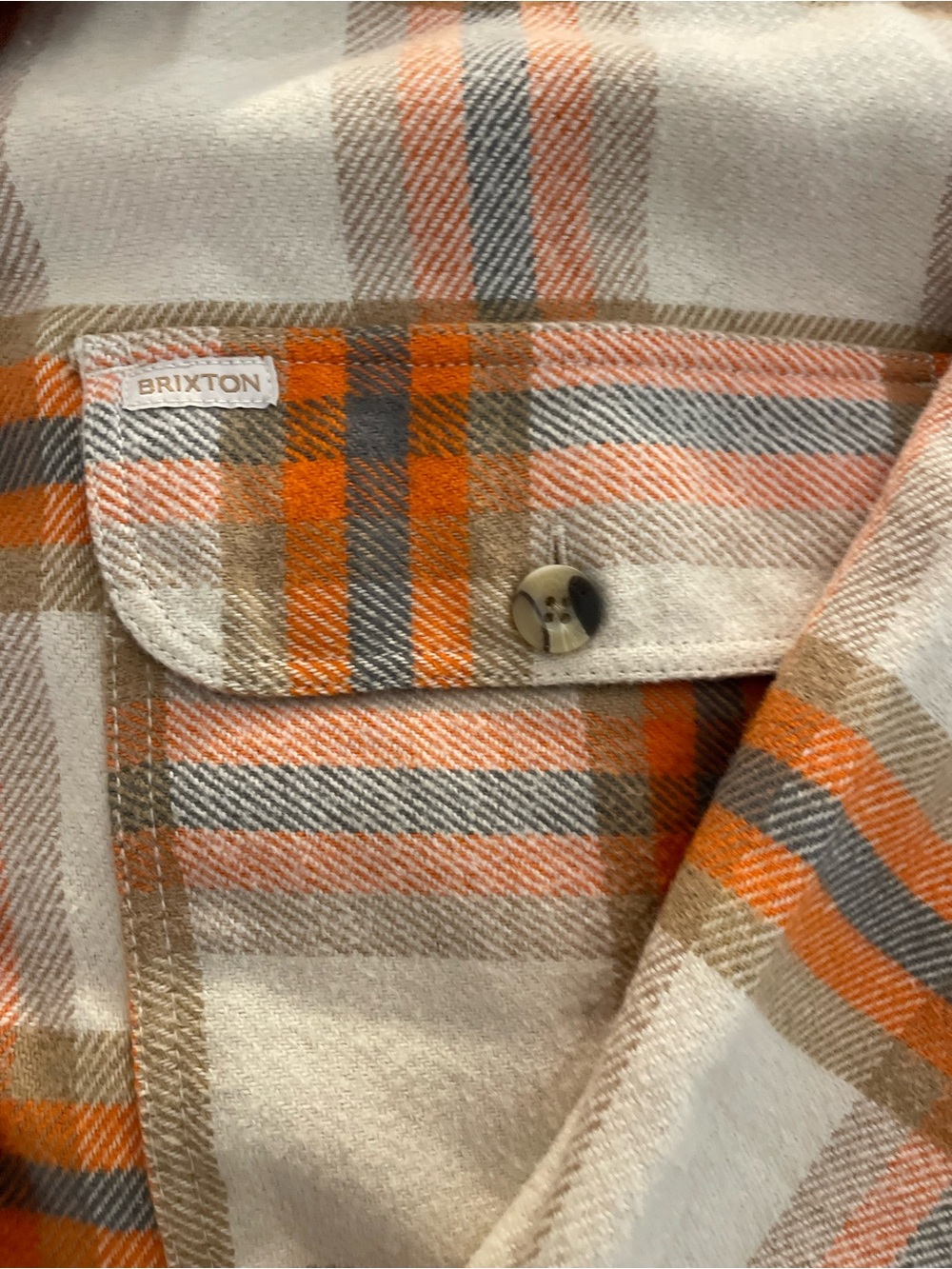 Brixton Cream, Orange & Gray Plaid Overshirt - Picture 4 of 5